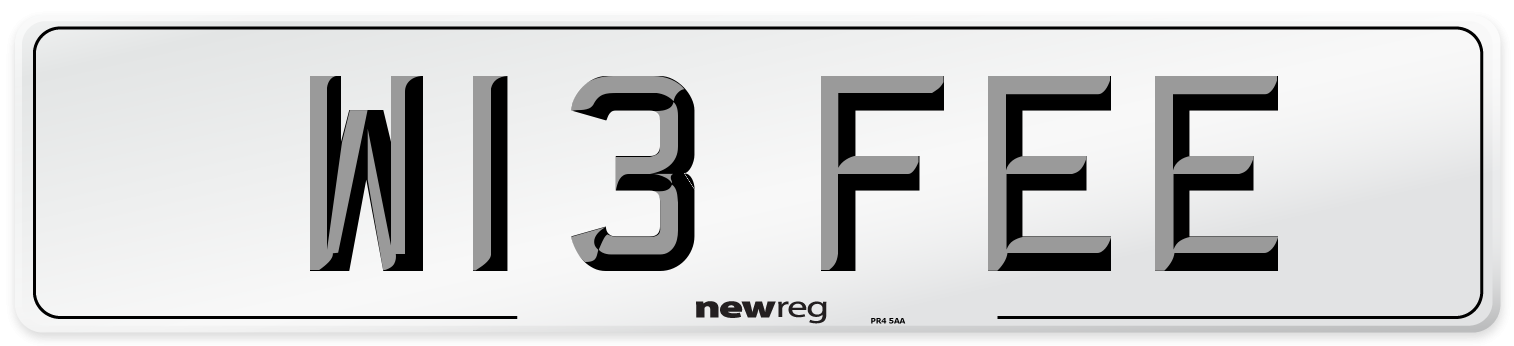 W13 FEE Number Plate from New Reg